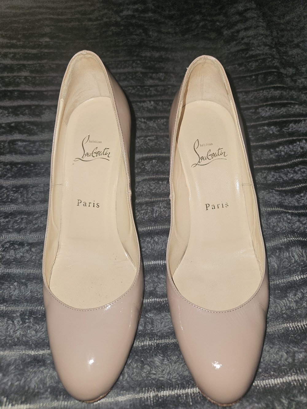 Christian Louboutin Nude Patent Leather Round-Toe Pumps